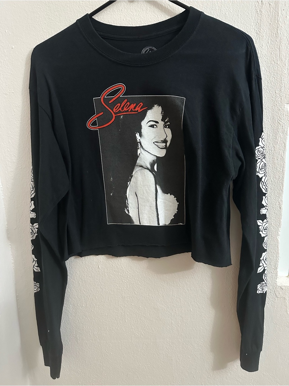 Selena Quintanilla Black Long Sleeve Crop Top Size M